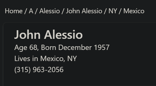 TruePeopleSearch John Alessio summary 1
